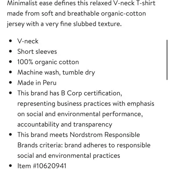 Eileen Fisher 3XL Organic Cotton V-Neck T Shirt Blue Casual Coastal - Picture 6 of 7